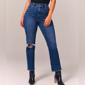 Abercrombie & Fitch The Ankle Straight Ultra High Rise Medium Distressed Jean 27